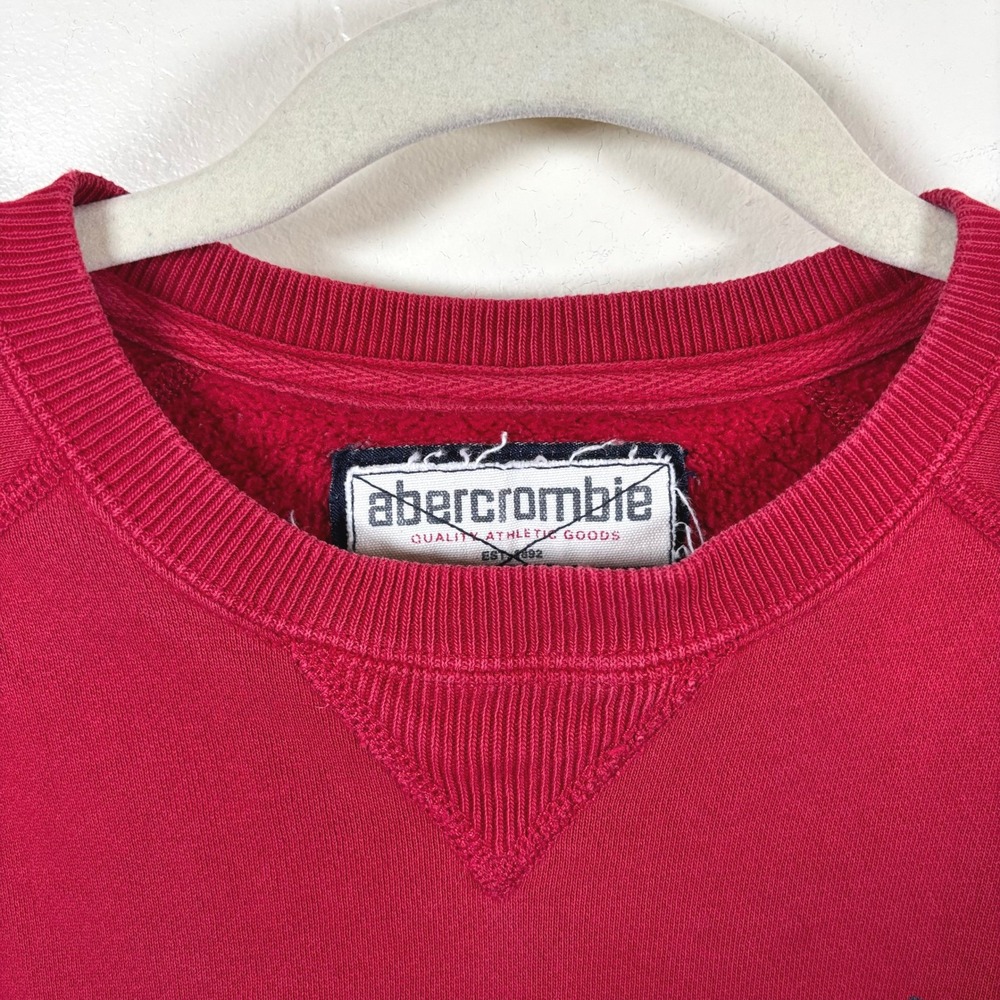 VTG Abercrombie & Fitch Crewneck Sweatshirt Women's XL Red USA Y2K Collegiate - Picture 6 of 10